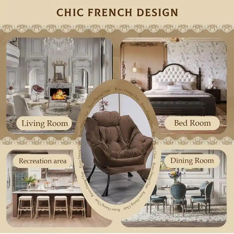 Modern Cotton Thick Padded Lazy Chair With Folding Ottoman