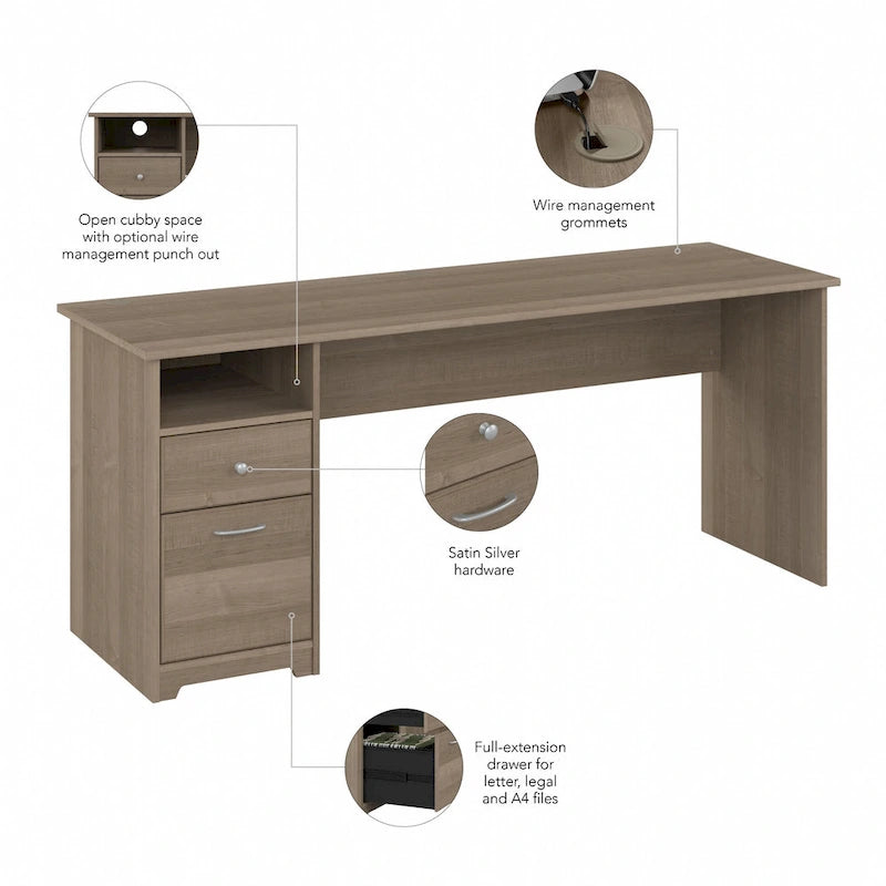 72W Home Office Computer Desk with Drawers by