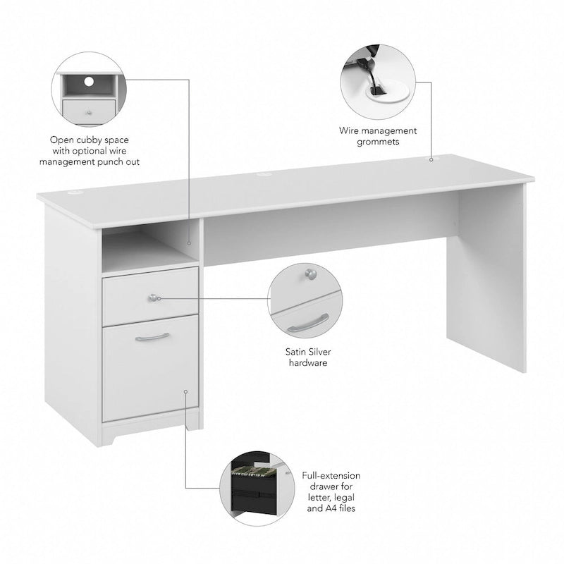 72W Home Office Computer Desk with Drawers by
