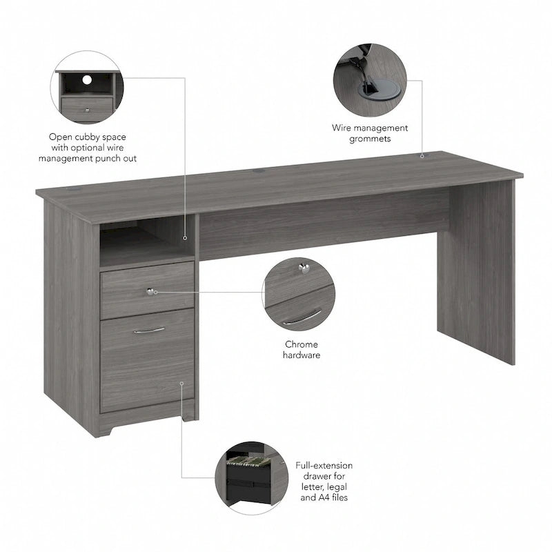 72W Home Office Computer Desk with Drawers by