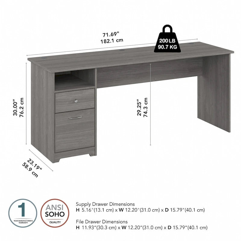 72W Home Office Computer Desk with Drawers by