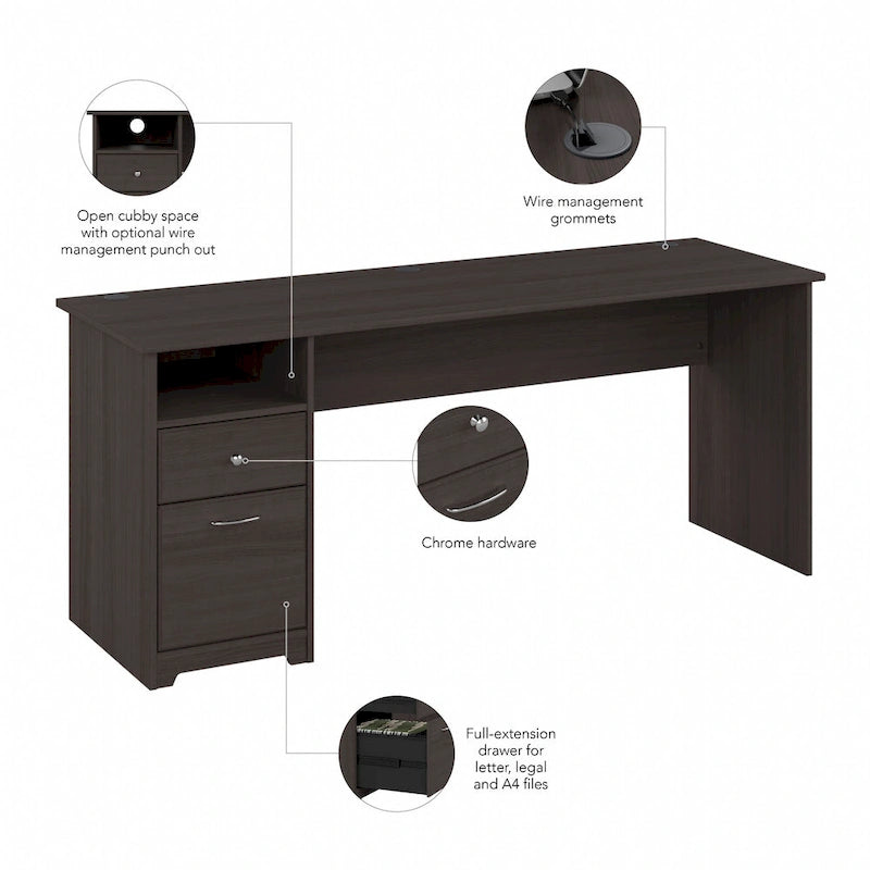72W Home Office Computer Desk with Drawers by