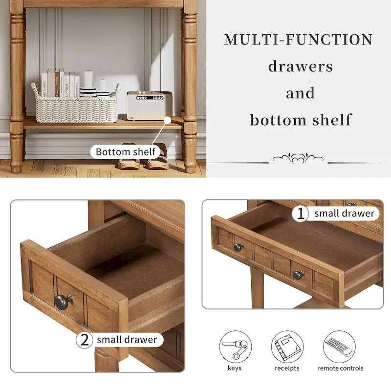 23.7 Classic Console Table with Three Storage Drawers and Bottom Shelf