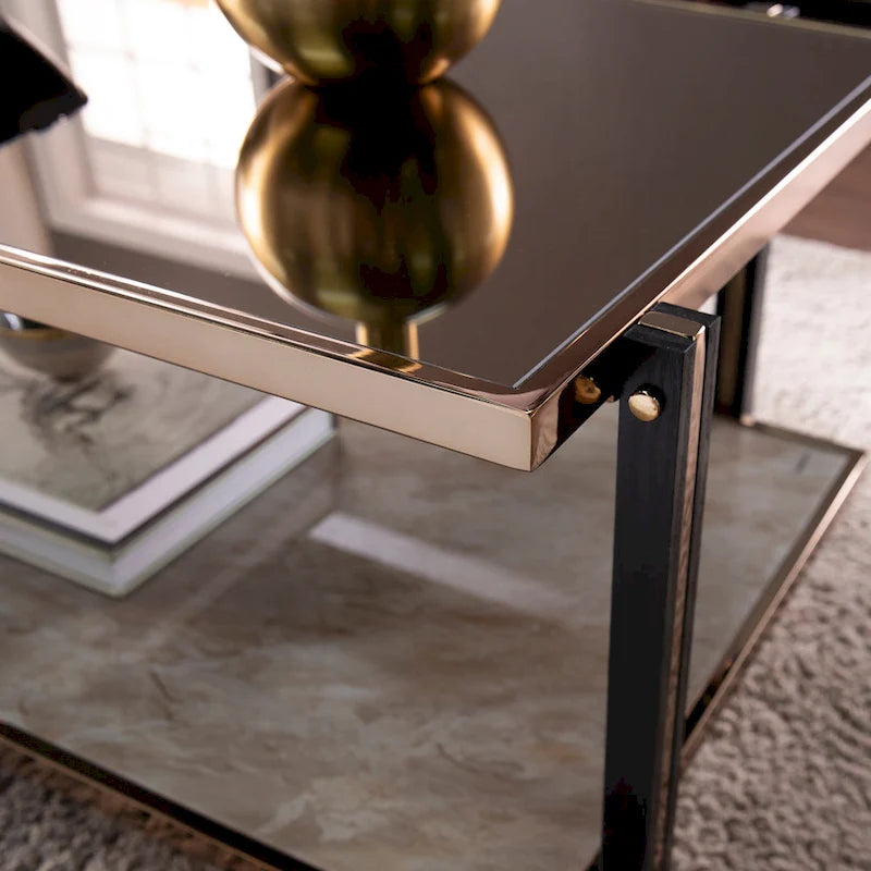 Champagne Metal with Smoked Mirror Coffee Table