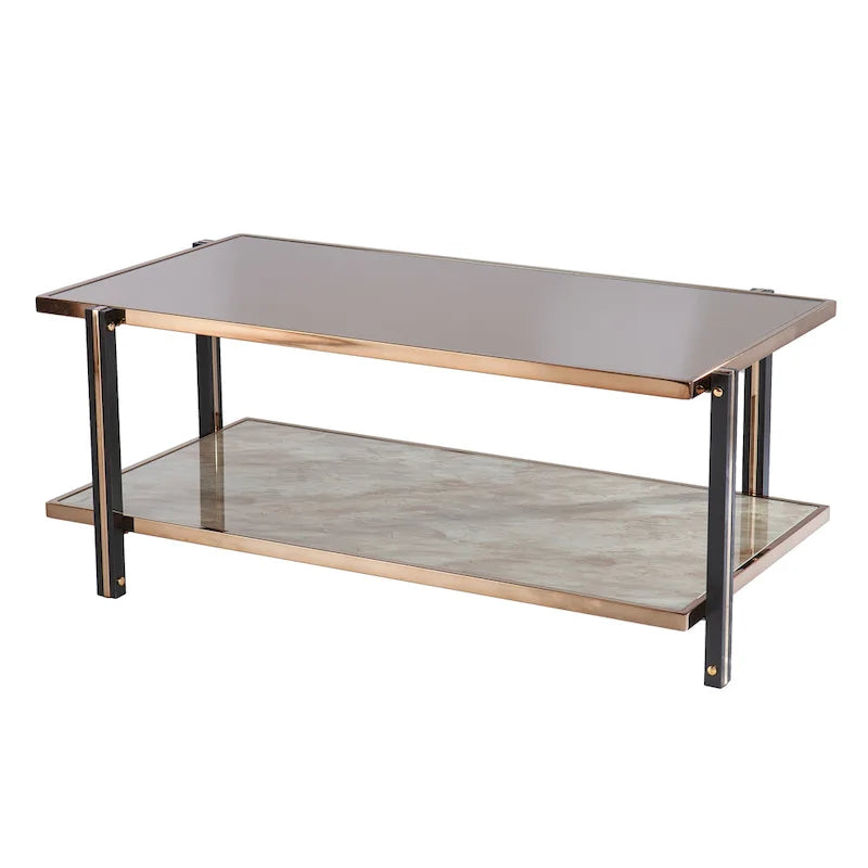 Champagne Metal with Smoked Mirror Coffee Table