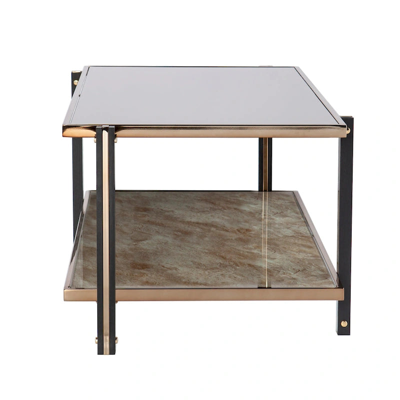 Champagne Metal with Smoked Mirror Coffee Table