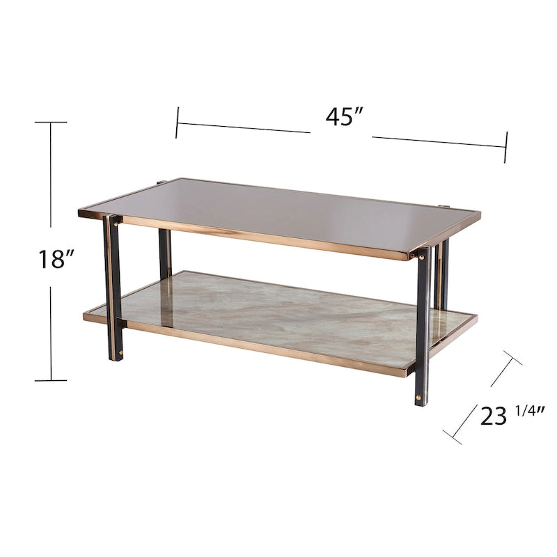 Champagne Metal with Smoked Mirror Coffee Table