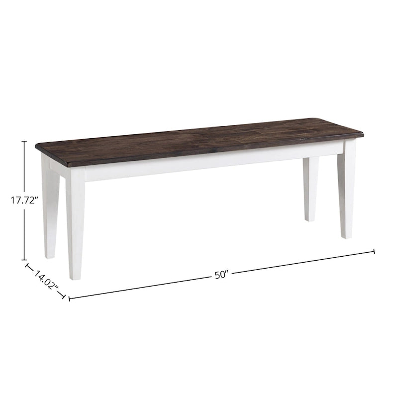 Grey and White Backless Bench with Wood Seat