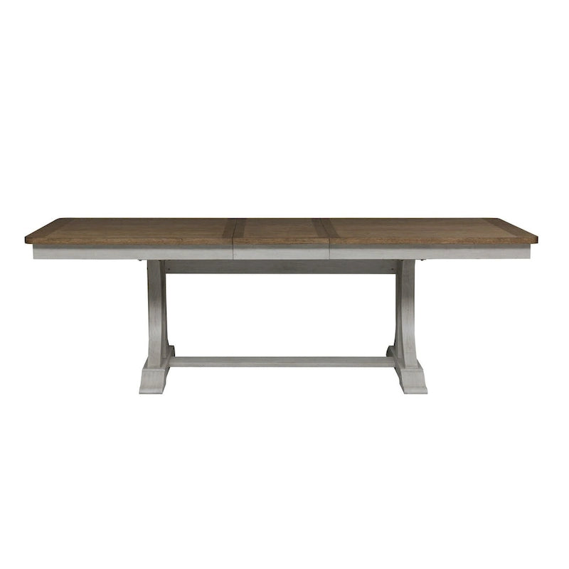 Antique White with Chestnut Trestle Table