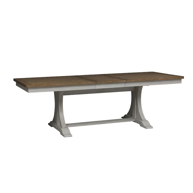 Antique White with Chestnut Trestle Table