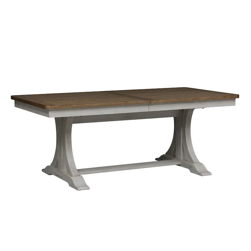 Antique White with Chestnut Trestle Table