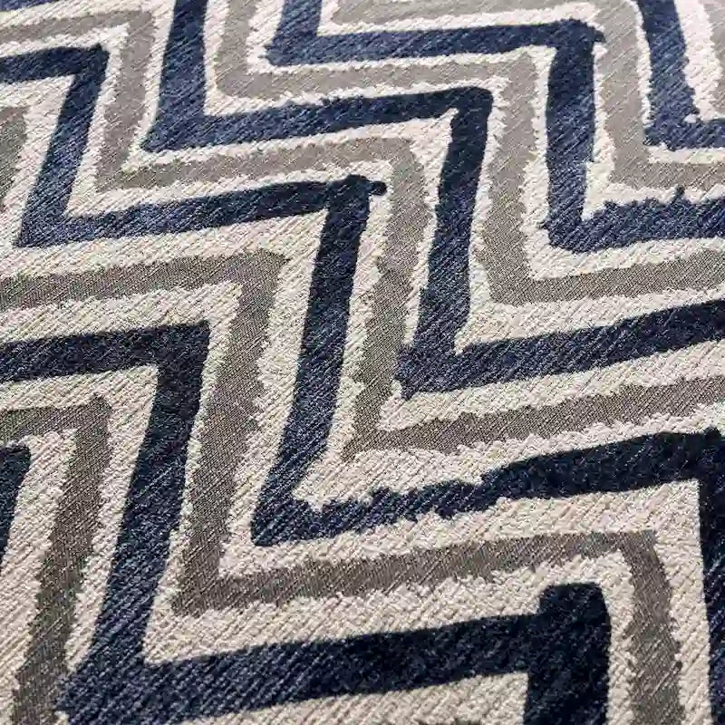 Transitional Navy Microfiber Cocktail Ottoman by