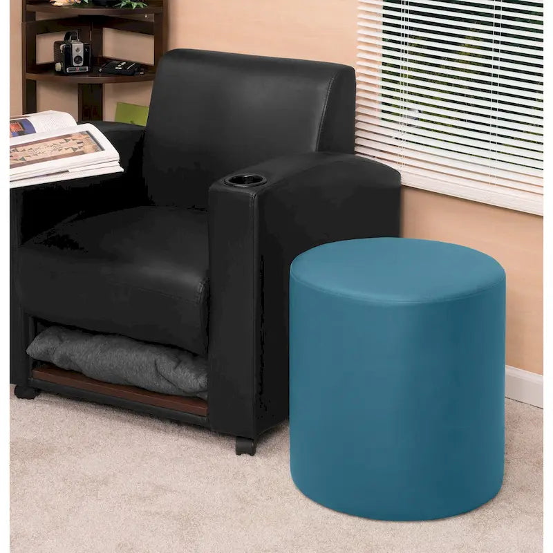 Round Ottoman- Peacock Teal
