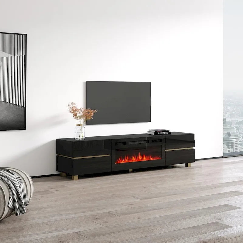 01 BL-EF Fireplace TV Stand