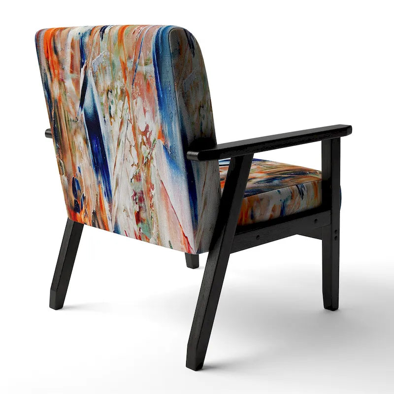 Colorful Abstract Painting Strokes II Upholstered Modern Accent Chair and Arm Chair