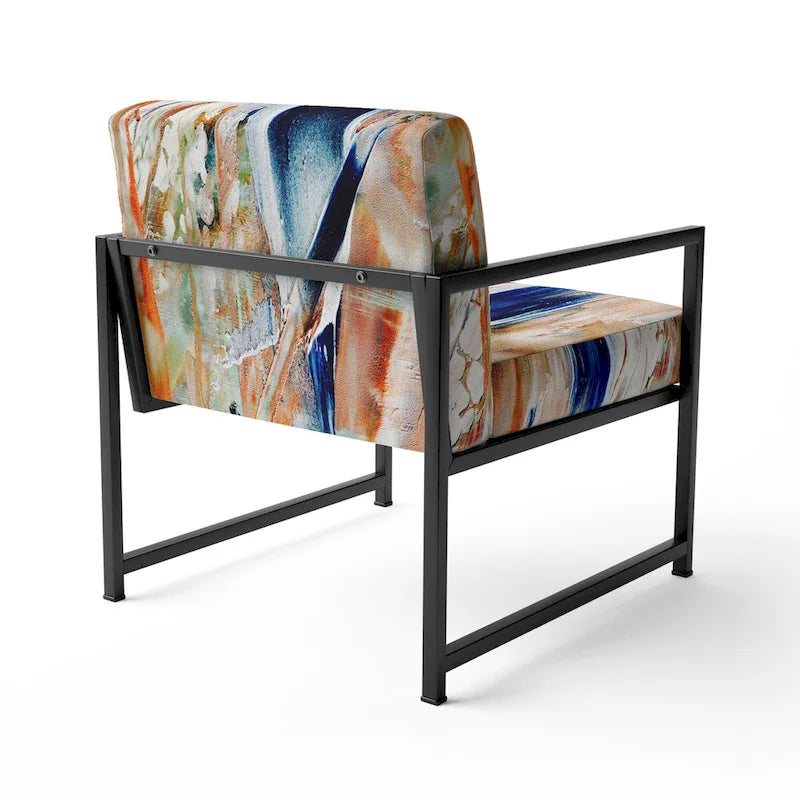 Colorful Abstract Painting Strokes II Upholstered Modern Accent Chair and Arm Chair