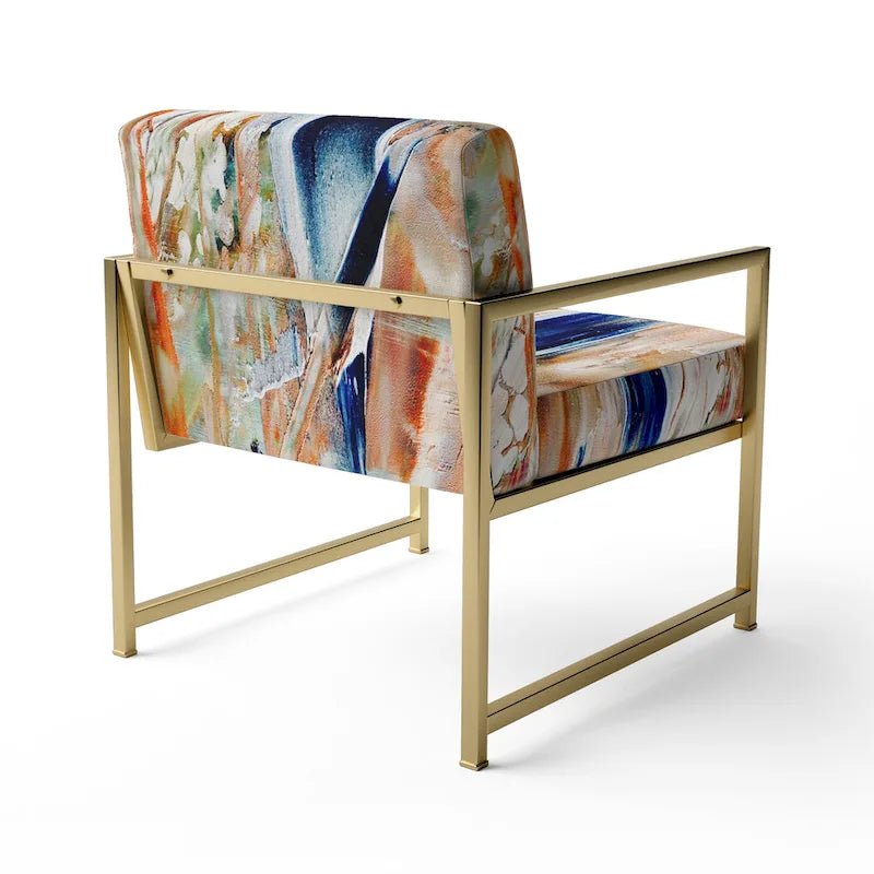 Colorful Abstract Painting Strokes II Upholstered Modern Accent Chair and Arm Chair