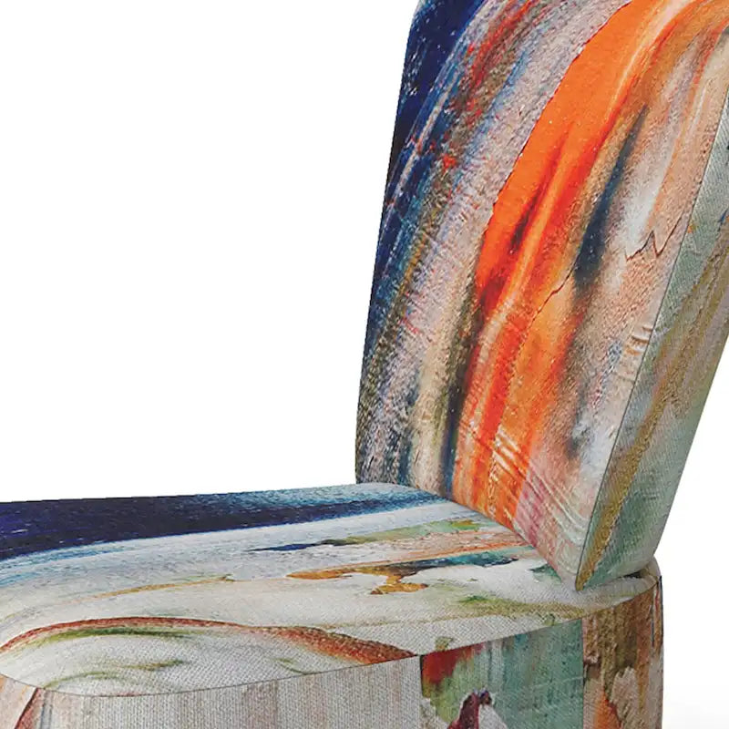 Colorful Abstract Painting Strokes II Upholstered Modern Accent Chair and Arm Chair