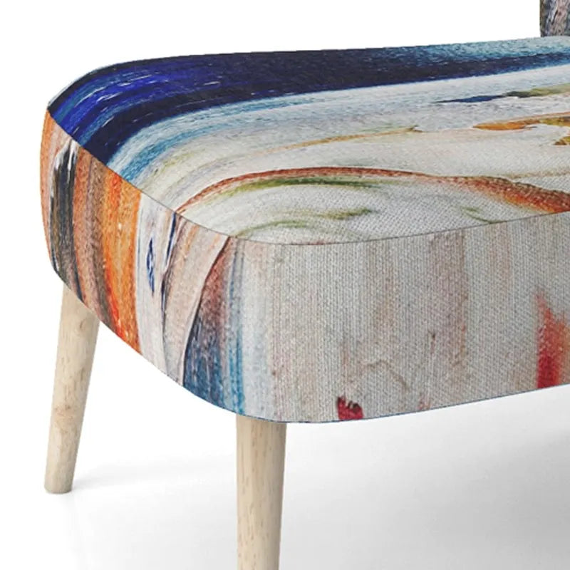 Colorful Abstract Painting Strokes II Upholstered Modern Accent Chair and Arm Chair