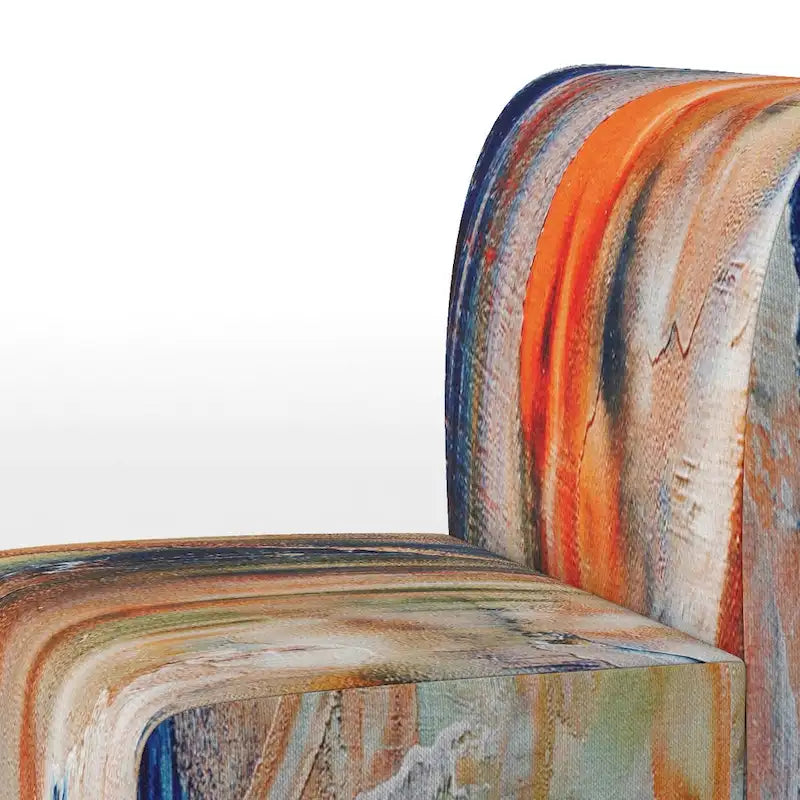 Colorful Abstract Painting Strokes II Upholstered Modern Accent Chair and Arm Chair