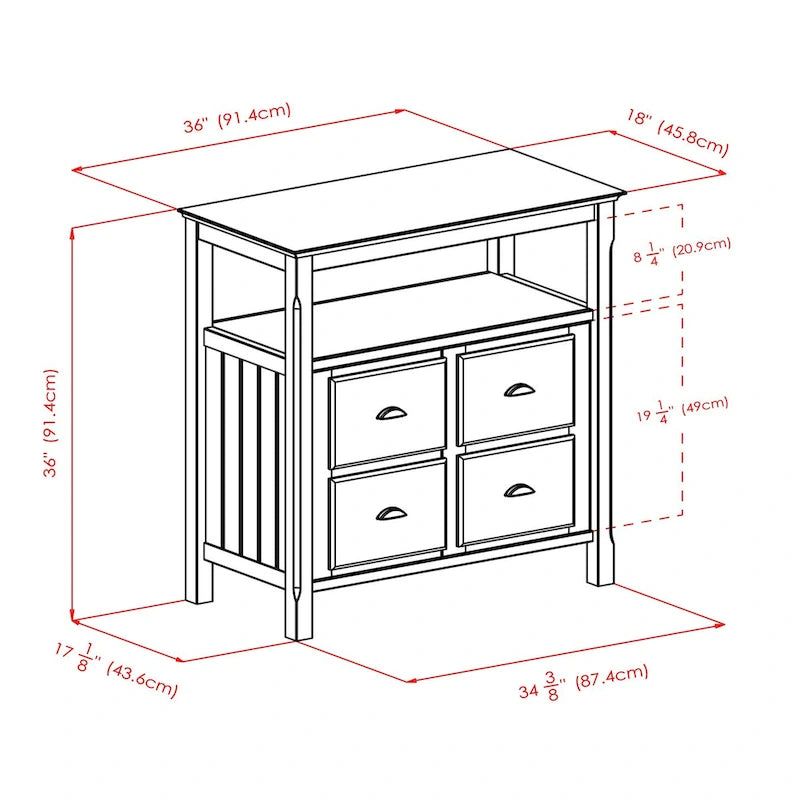Buffet Cabinet, Black - 36 x 18.03 x 35.98 inches - 36 x 18.03 x 35.98 inches