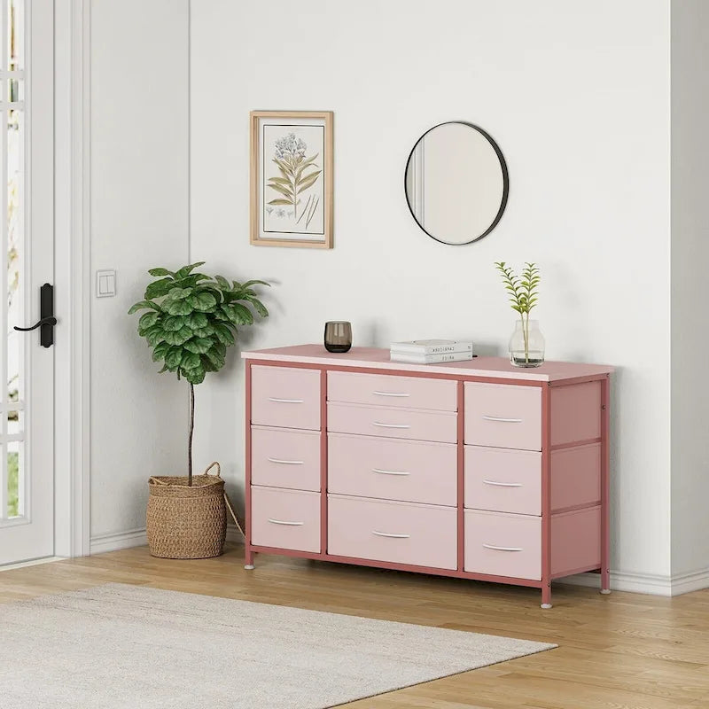 Bedroom Dresser with 10 Large Drawers for 55 Long TV Stand - 55 inches