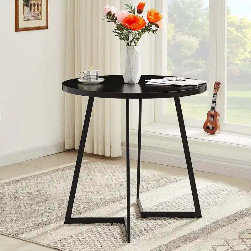 31.5 Round Dining Table Modern Leisure Table with Metal Leg