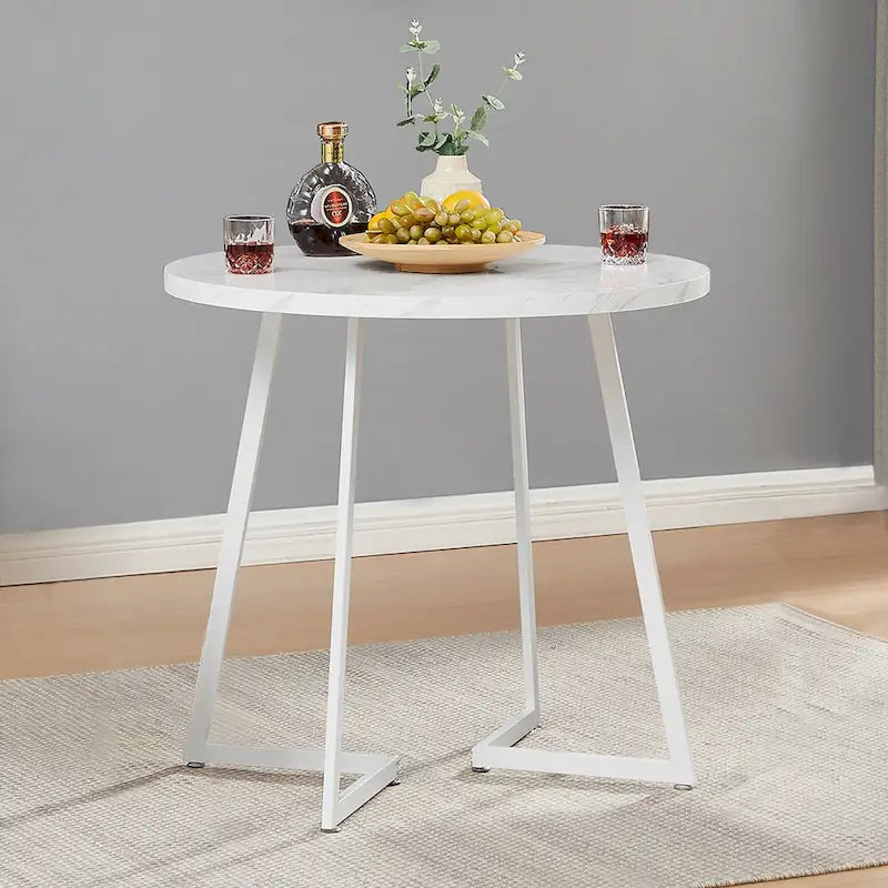 31.5 Round Dining Table Modern Leisure Table with Metal Leg