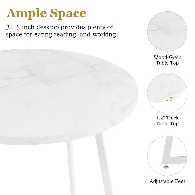 31.5 Round Dining Table Modern Leisure Table with Metal Leg
