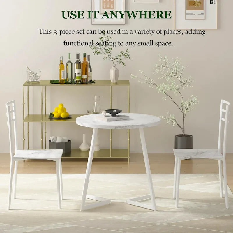 31.5 Round Dining Table Modern Leisure Table with Metal Leg