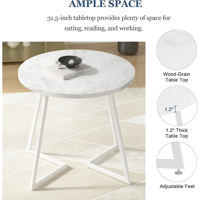 31.5 Round Dining Table Modern Leisure Table with Metal Leg