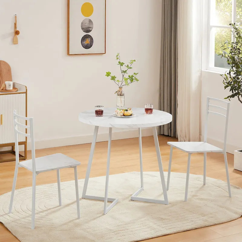 31.5 Round Dining Table Modern Leisure Table with Metal Leg