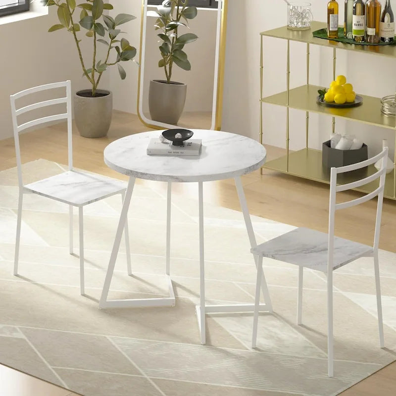 31.5 Round Dining Table Modern Leisure Table with Metal Leg