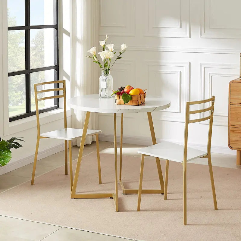 31.5 Round Dining Table Modern Leisure Table with Metal Leg