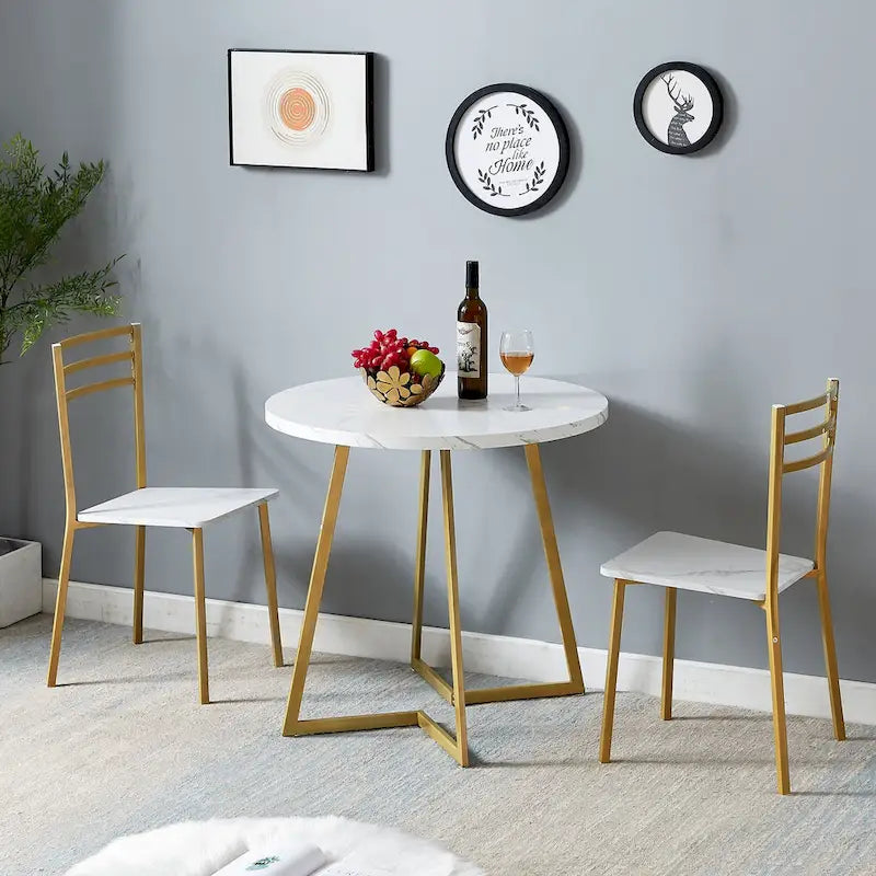31.5 Round Dining Table Modern Leisure Table with Metal Leg