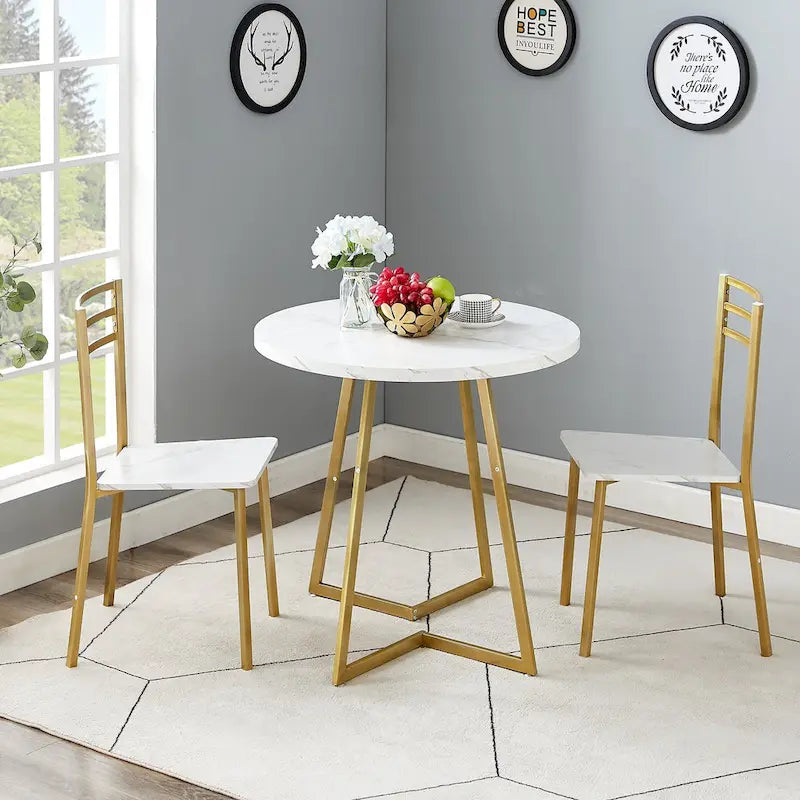 31.5 Round Dining Table Modern Leisure Table with Metal Leg