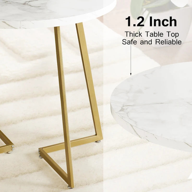 31.5 Round Dining Table Modern Leisure Table with Metal Leg