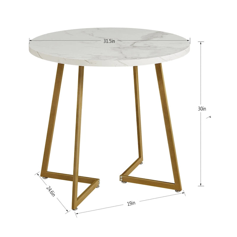 31.5 Round Dining Table Modern Leisure Table with Metal Leg