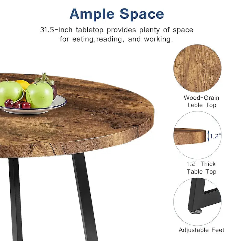 31.5 Round Dining Table Modern Leisure Table with Metal Leg