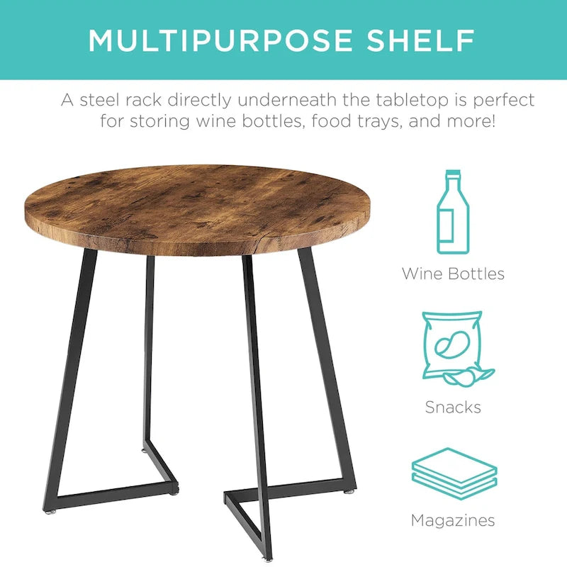 31.5 Round Dining Table Modern Leisure Table with Metal Leg